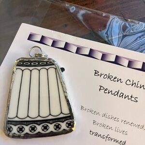 Artisan Black and White Broken China Pendant